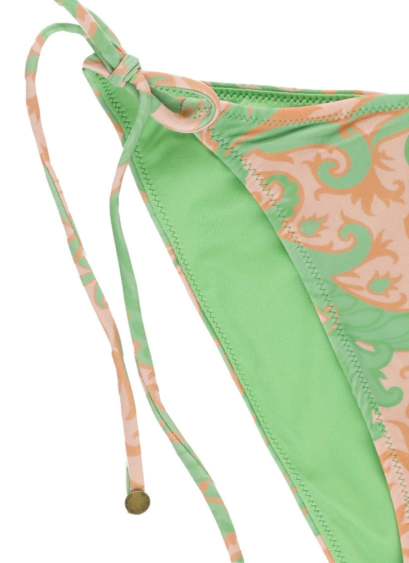 Etro Paisley Print Triangle Bikini With Self-Tie Laces