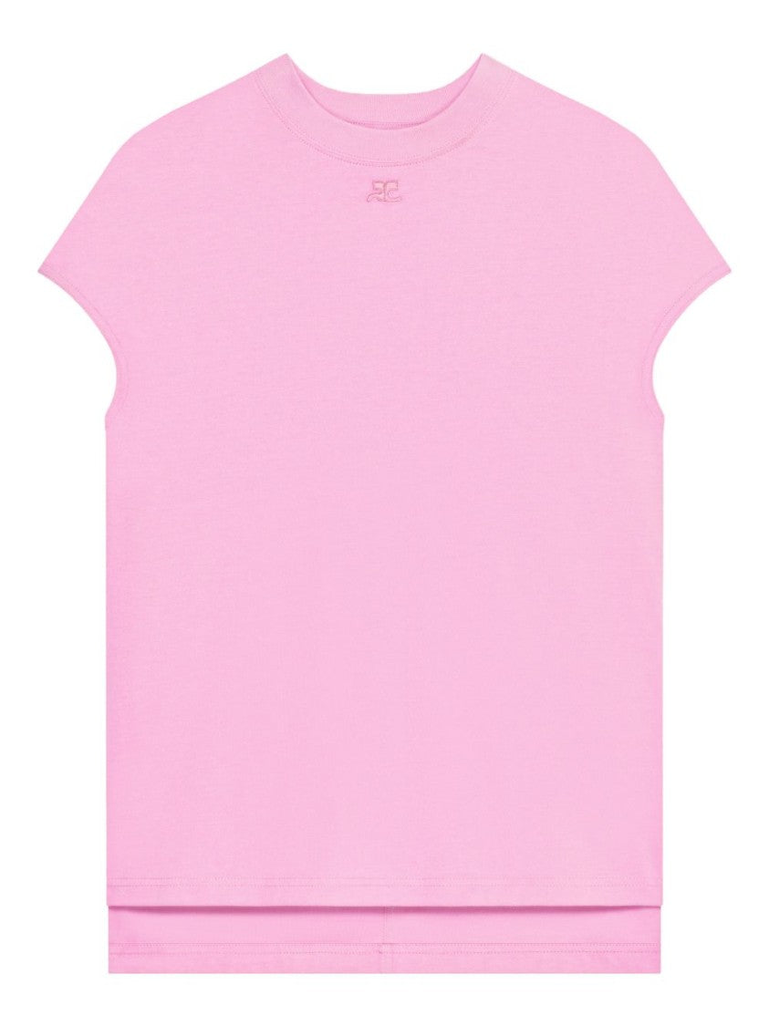 Courrèges Boxy Pink Cotton T-Shirt