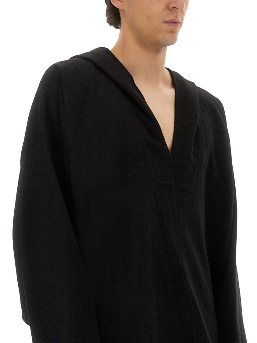 Rick Owens Hooded Caftan In Cashmere-Wool Blend