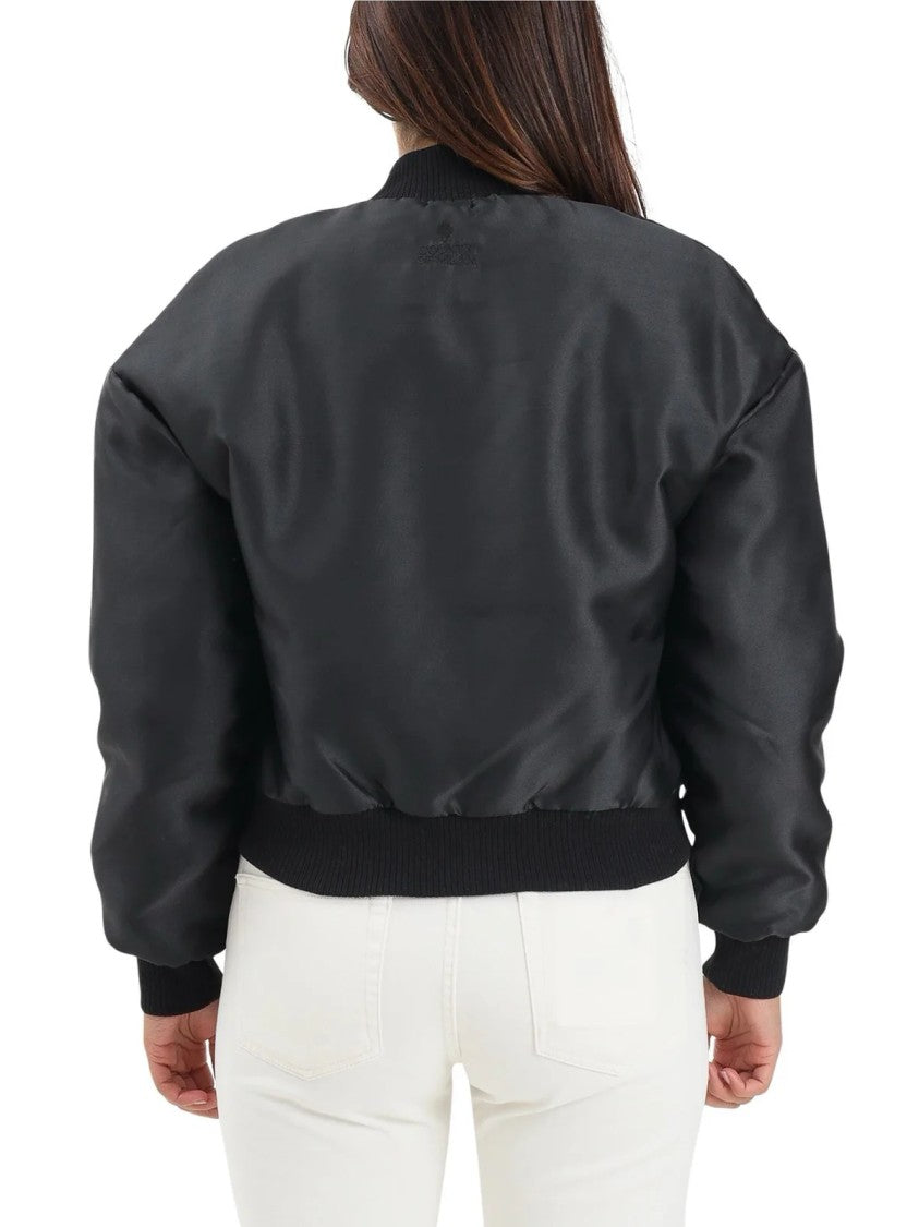 County Of Milan Black Polyester Quilted Bomber Jacket
