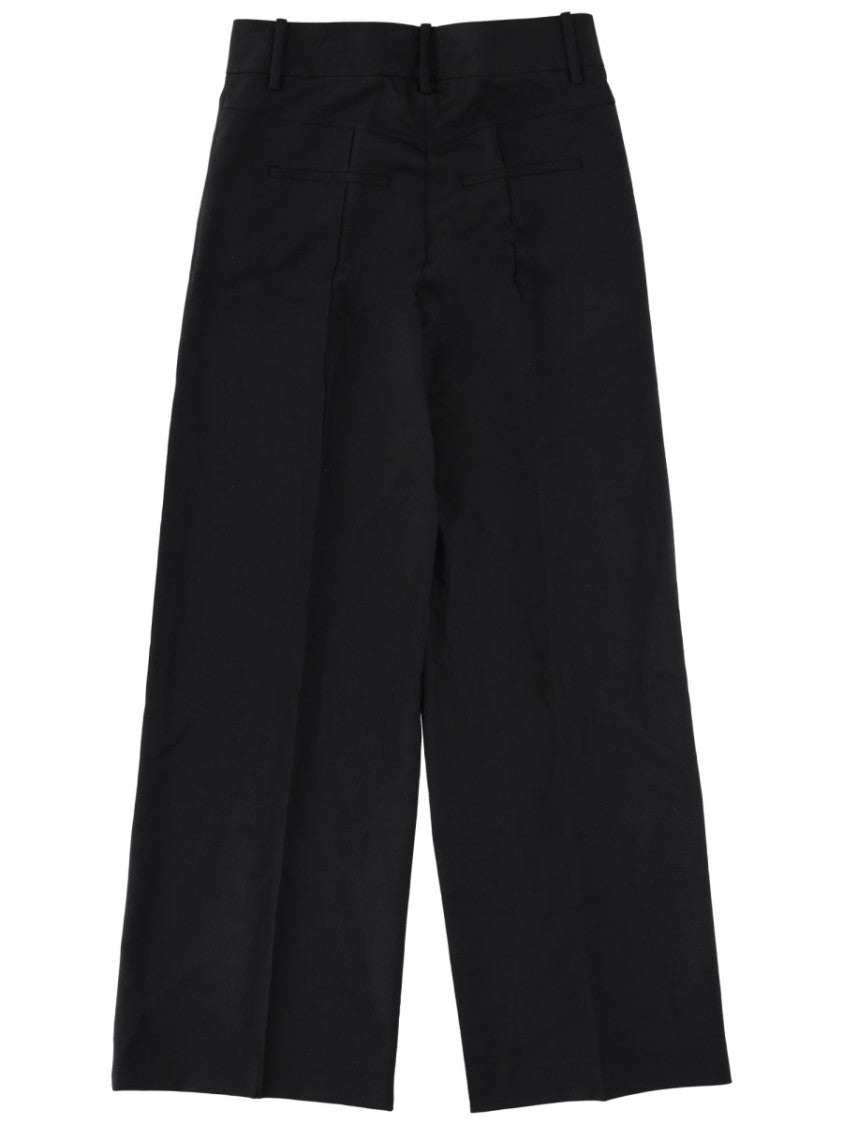 Theory Neutrals Tailored Wide-Leg Wool-Blend Pants