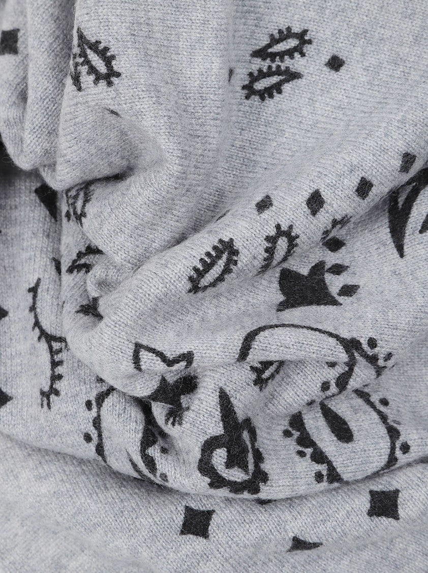 Kujten Grey Hachiko Bandana Paisley Cashmere Scarf