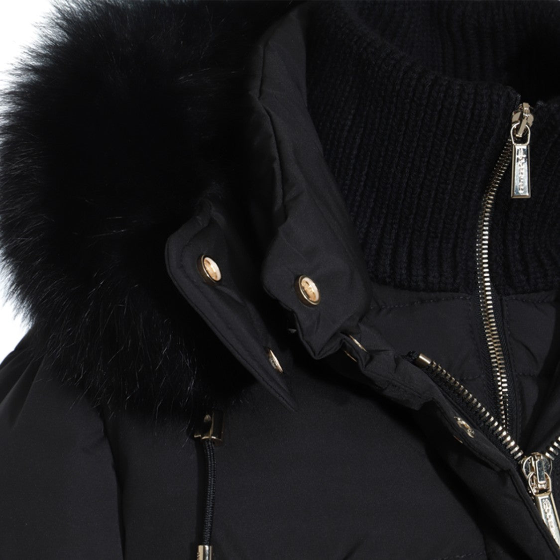 Moorer Midi-Length Black Down Jacket With Fur-Trimmed Hood