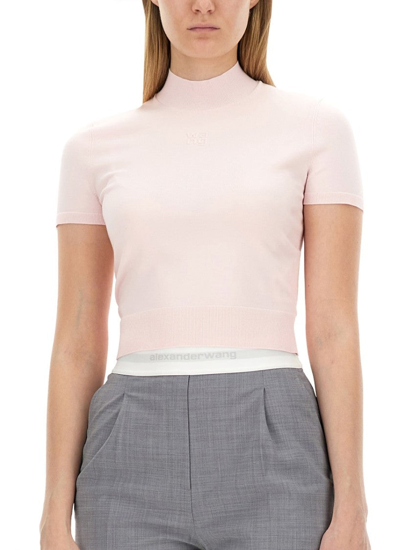 T By Alexander Wang Slim Fit T-Shirt With High Neckline