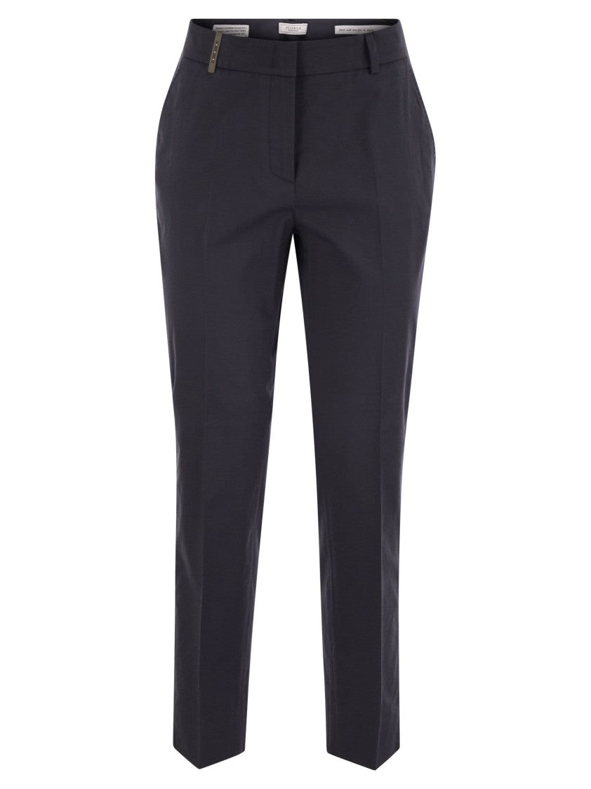 Peserico Light Cotton Satin Cigarette Trousers