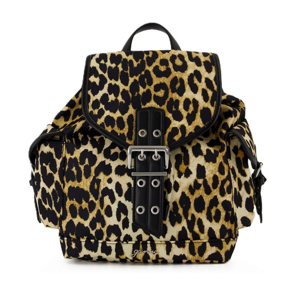 Ganni Bucky Small Backpack - Nylon - Leopard