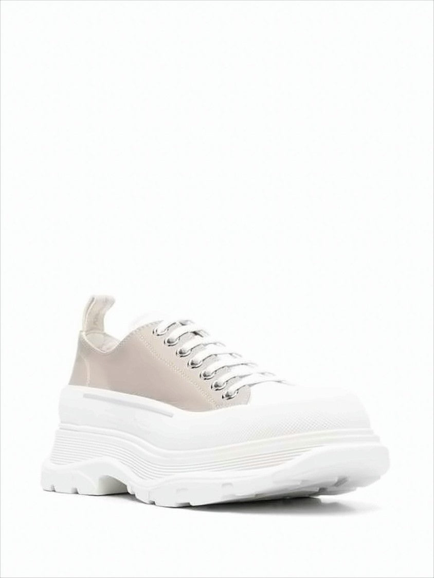 Alexander Mcqueen Beige Sneakers With Textured White Sole