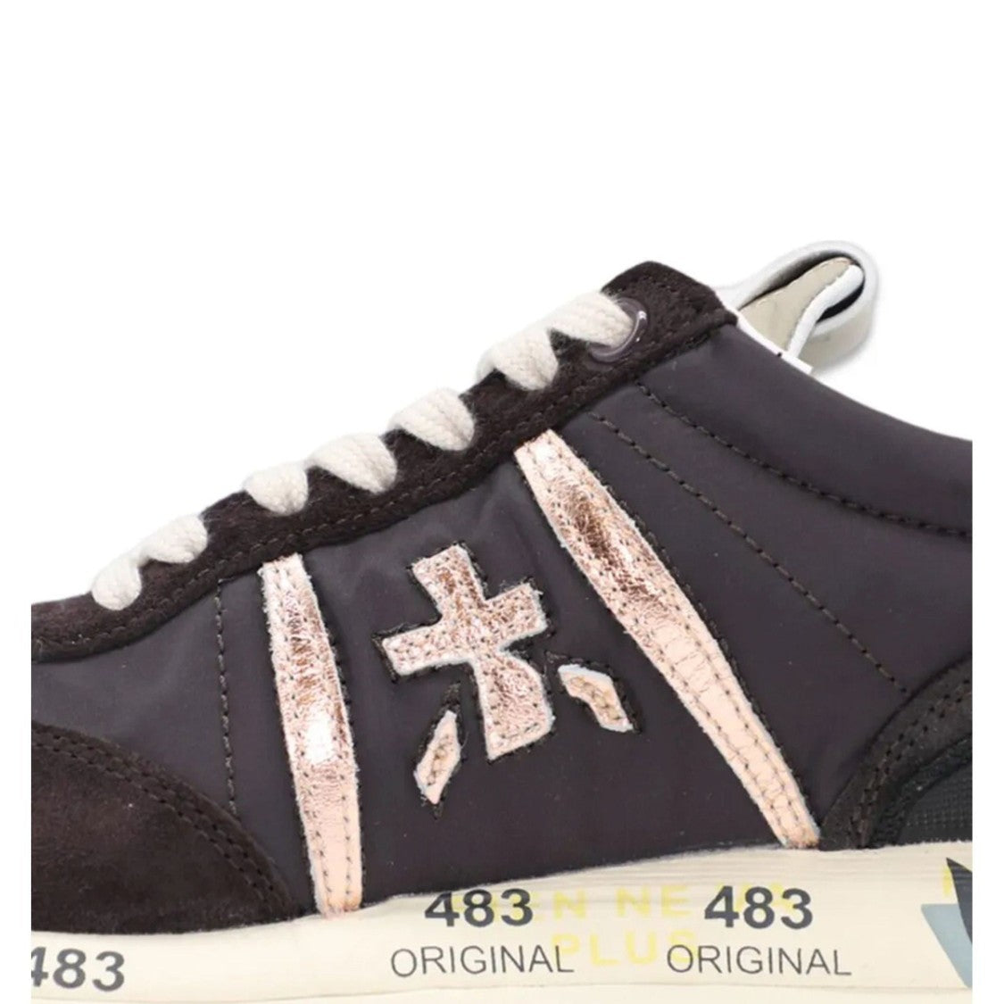 Premiata Brown Metallic Accent Nylon Low-Top Sneakers