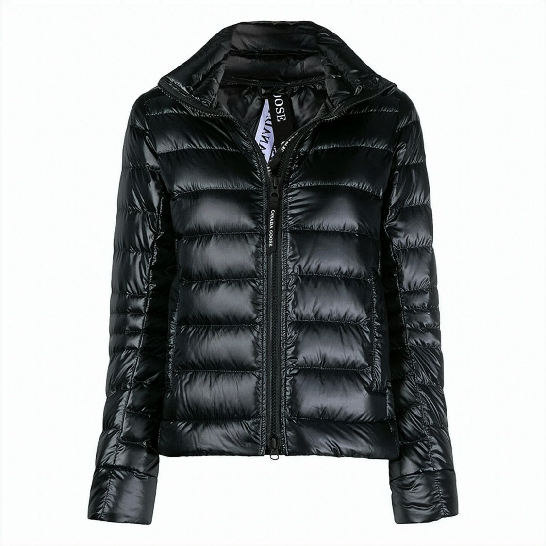 Canada Goose Shiny Quilted Short Jacket With High Collar And Fitted Silhouette
