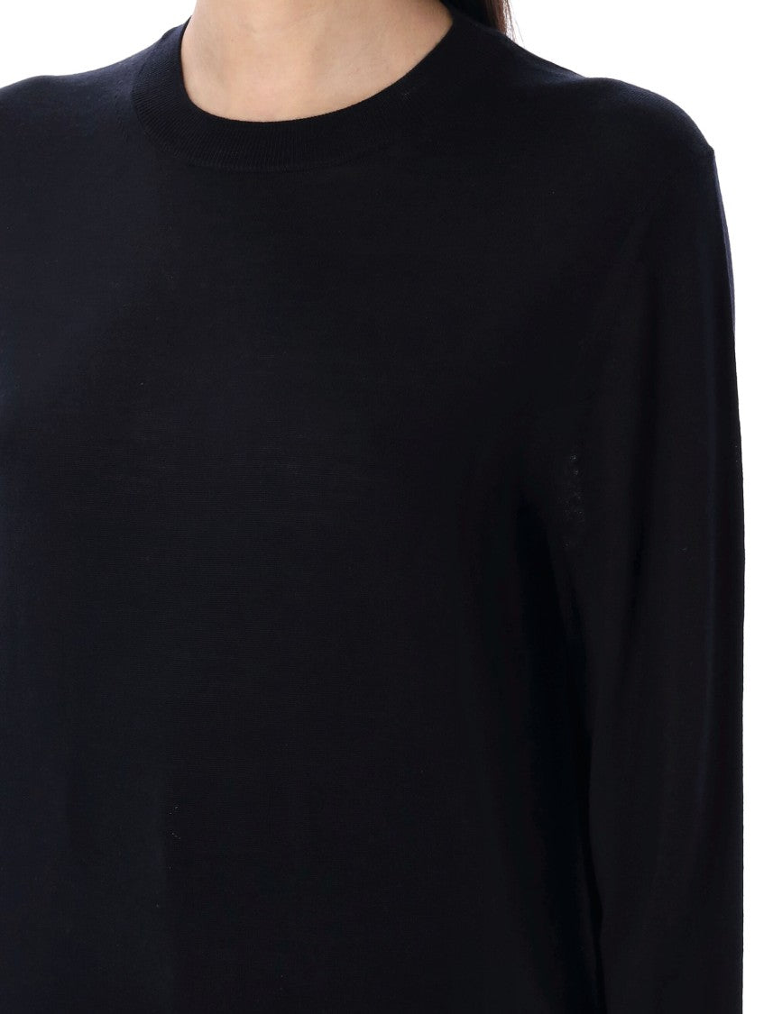 Rhea Black Merino Wool Crew Neck Sweater