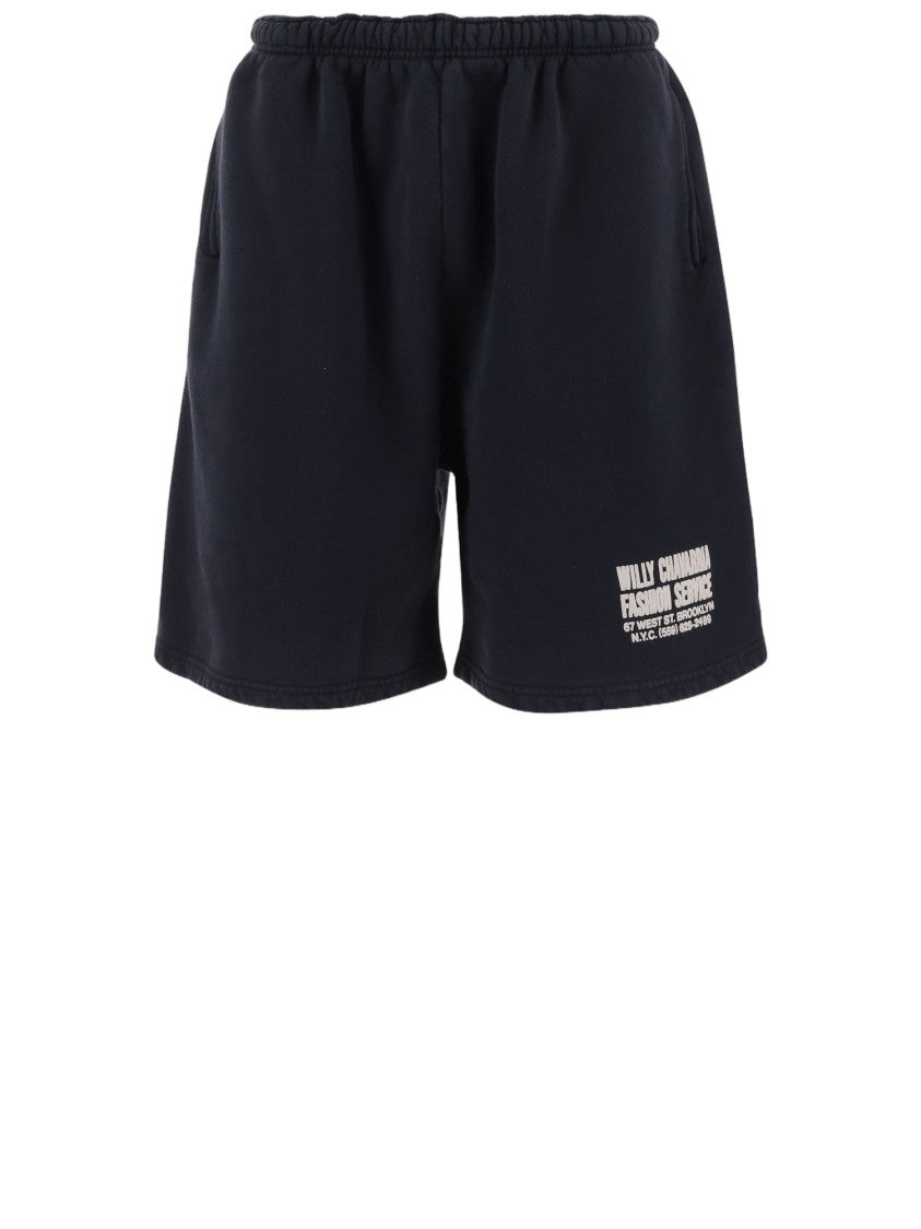 Willy Chavarria Relaxed Fit Cotton Shorts With Contrast Logo