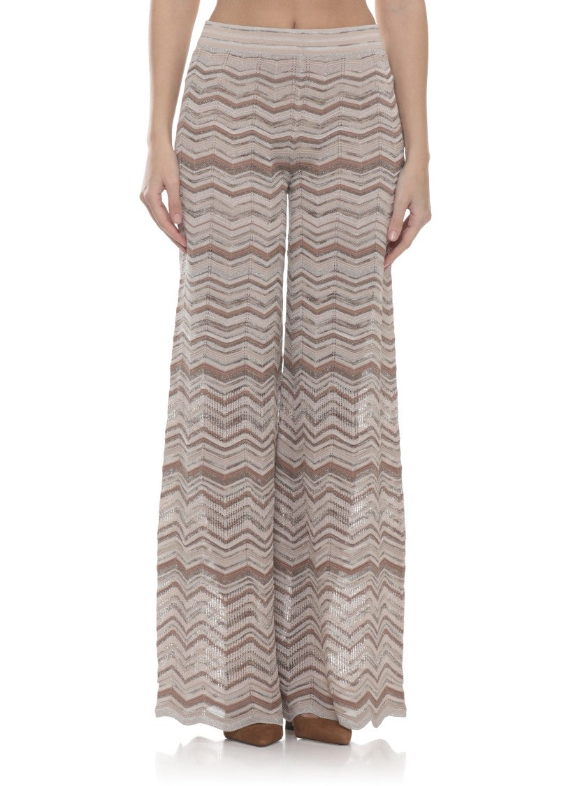 D. Exterior Lurex Geometric Straight-Leg Pants