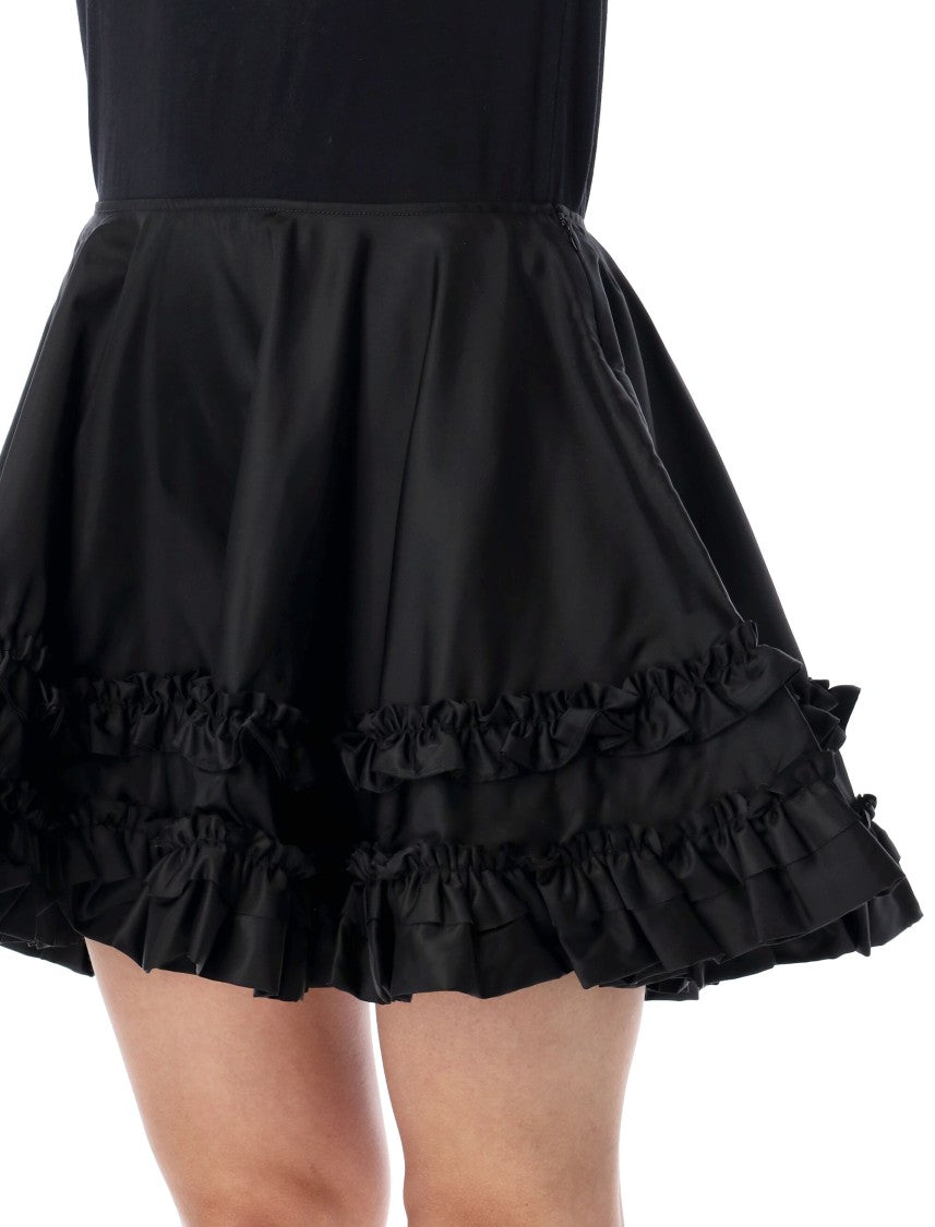 Ganni Nylon Duchesse Layered Ruffles Mini Skirt