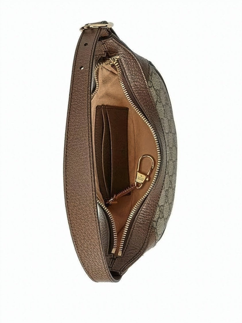 Gucci Crescent-Shaped Mini Bag With Signature Monogram And Gold-Tone Accents