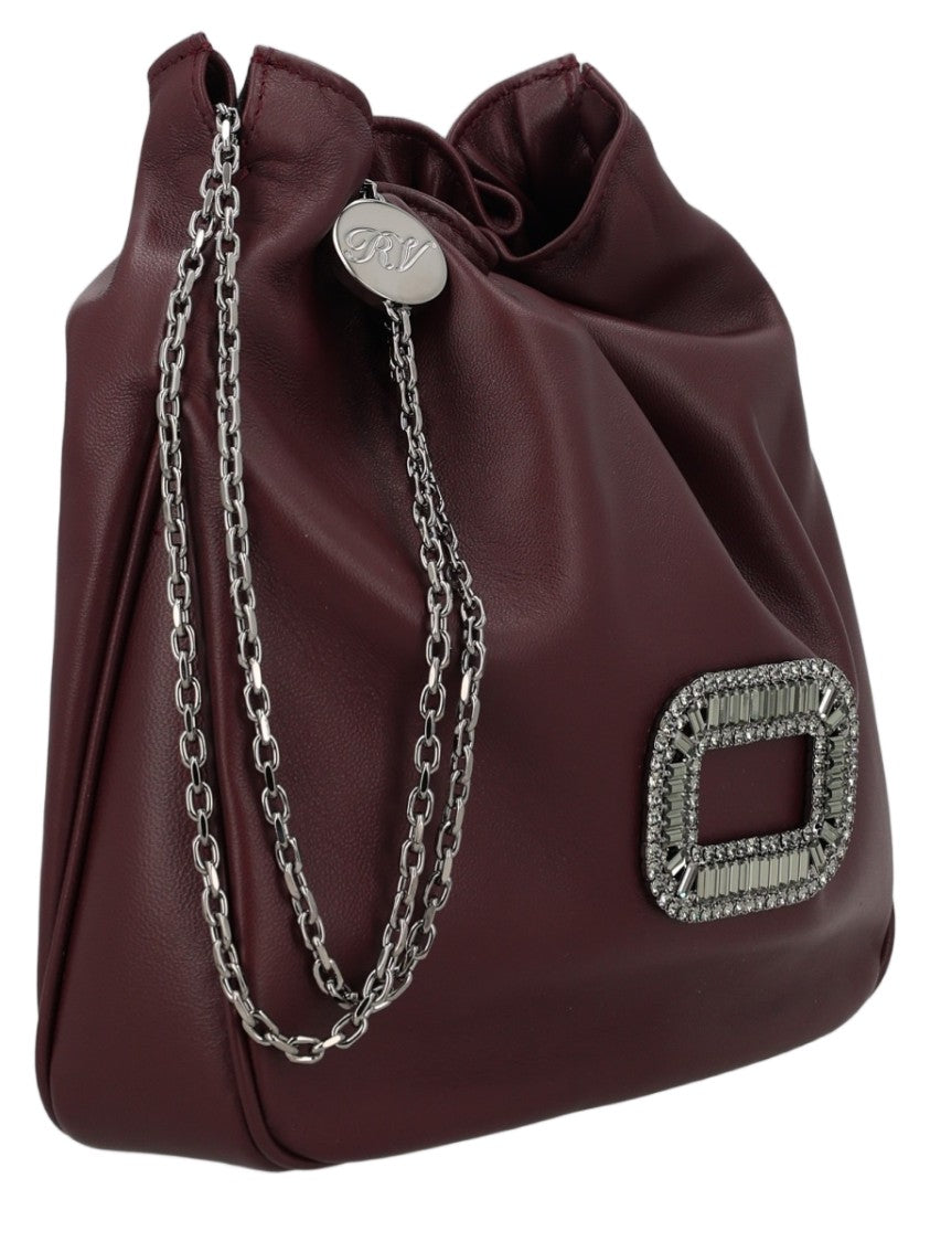 Roger Vivier Mini Lambskin Shoulder Bag With Silver-Tone Chain And Embellished Buckle