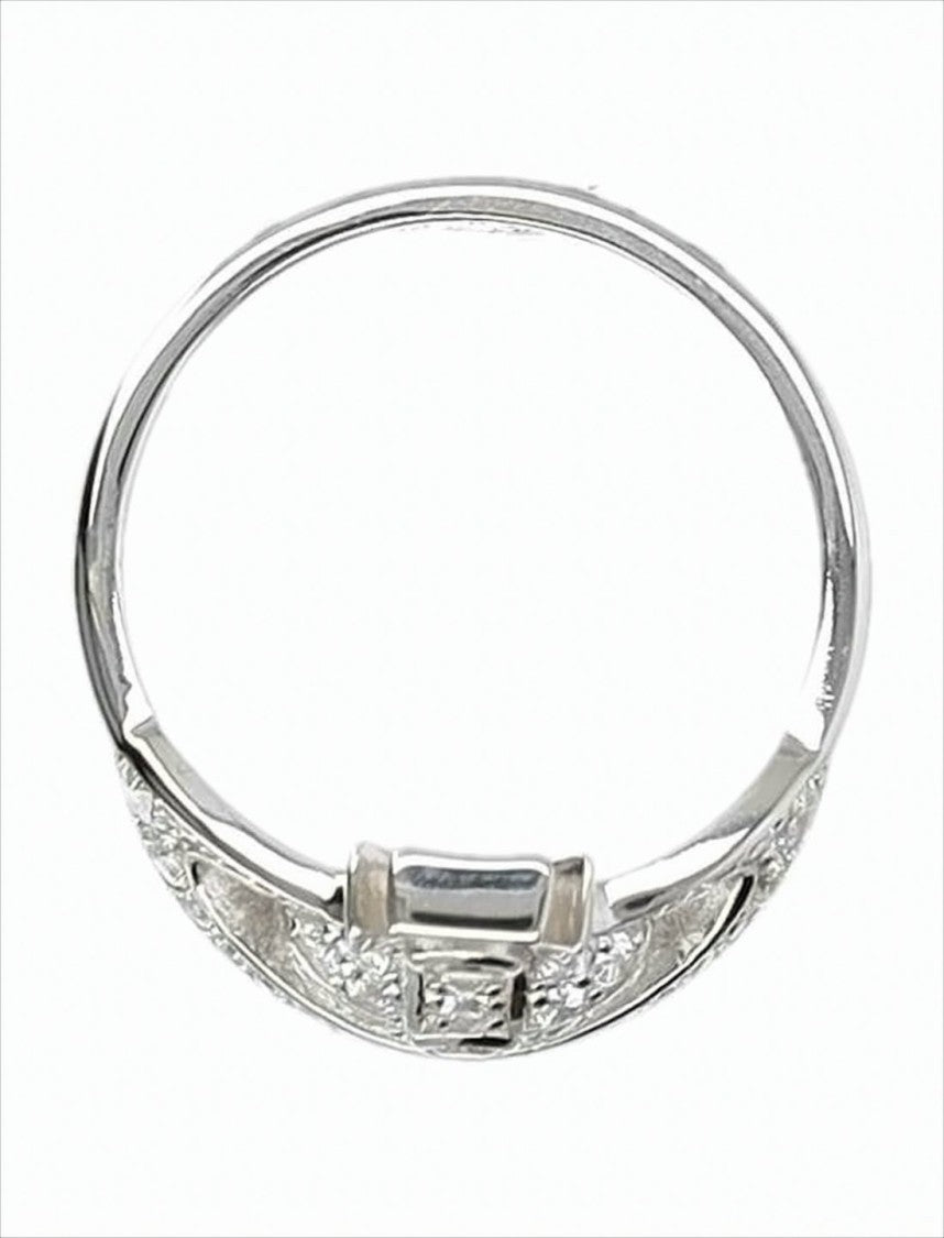 Vivienne Westwood Orb-Design Silver Ring With Cubic Zirconia Accents