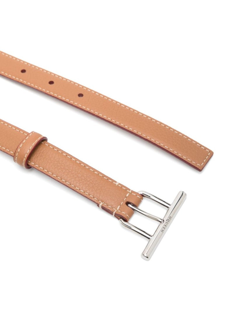 Alexander Mcqueen Sleek Beige Leather Belt