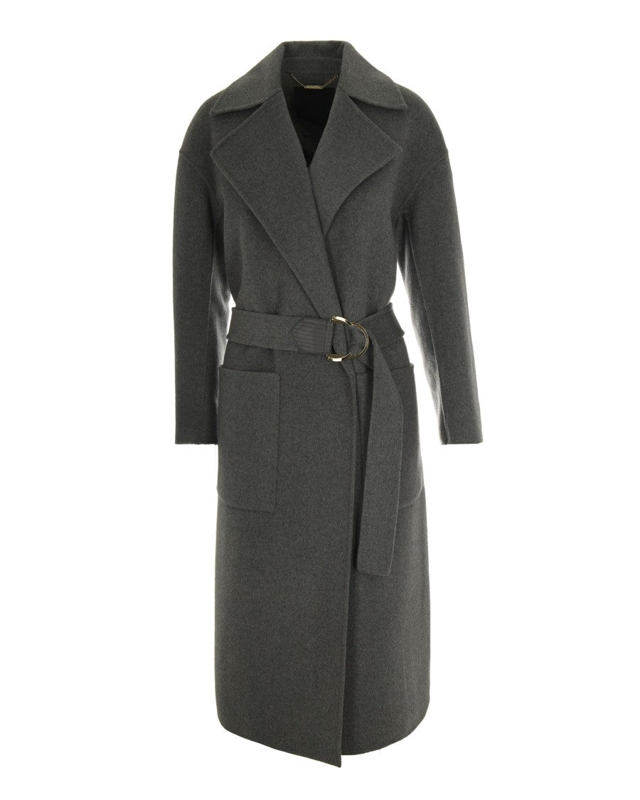 Liu Jo Grey Wool Coat With Belt