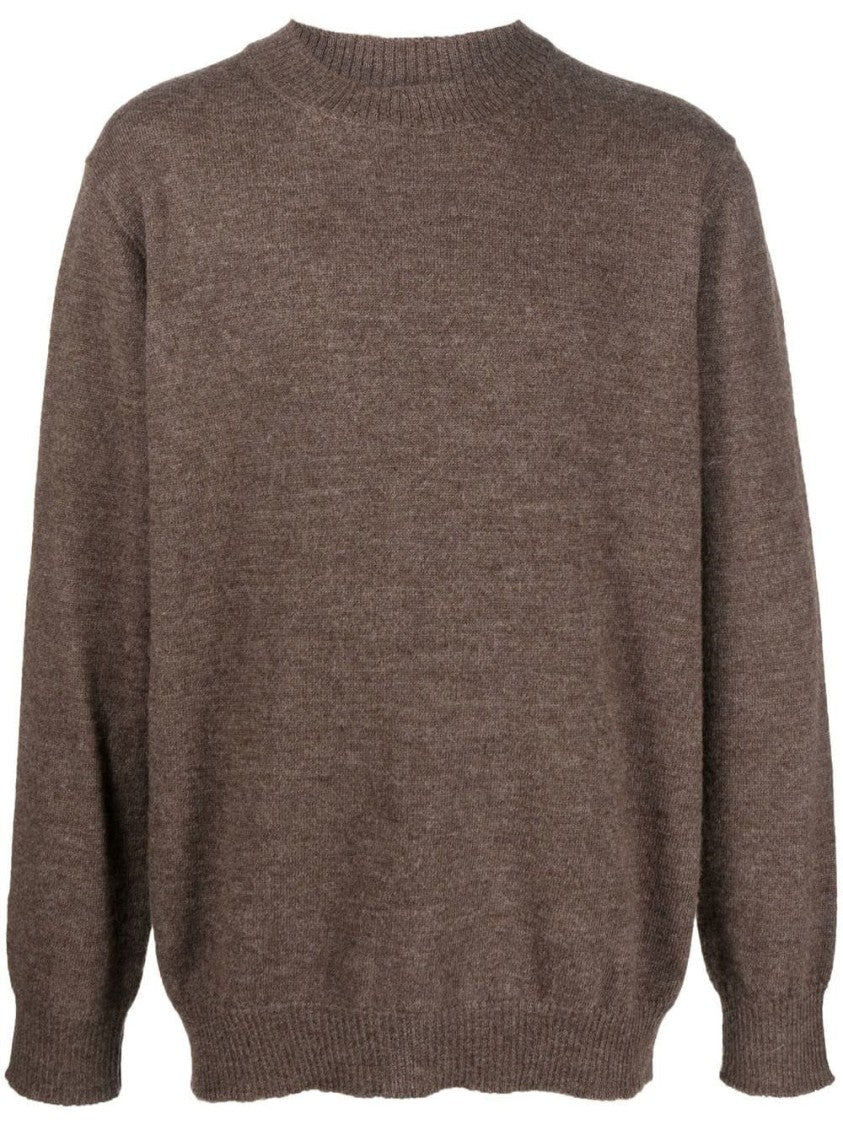 Maison Margiela Textured Knit Pullover Sweater With Ribbed Cuffs