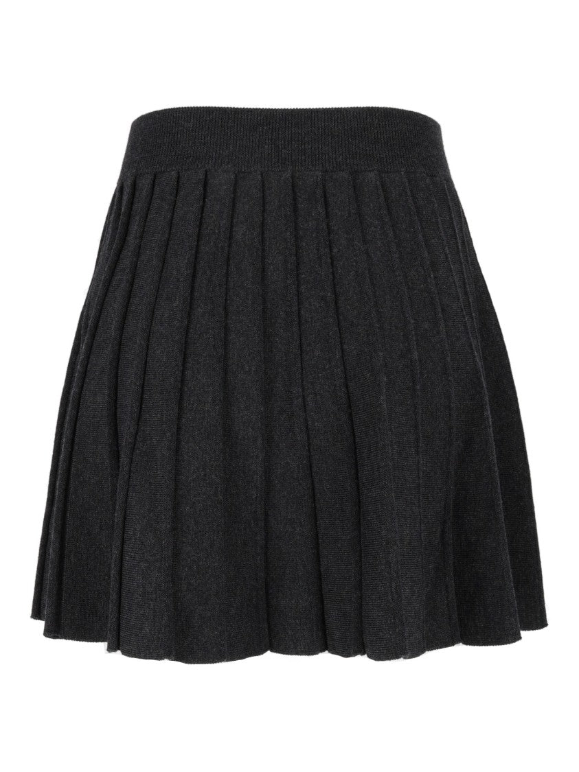 Mc2 Saint Barth Pleated Knit Skirt With Fitted Waistband And Flared Silhouette