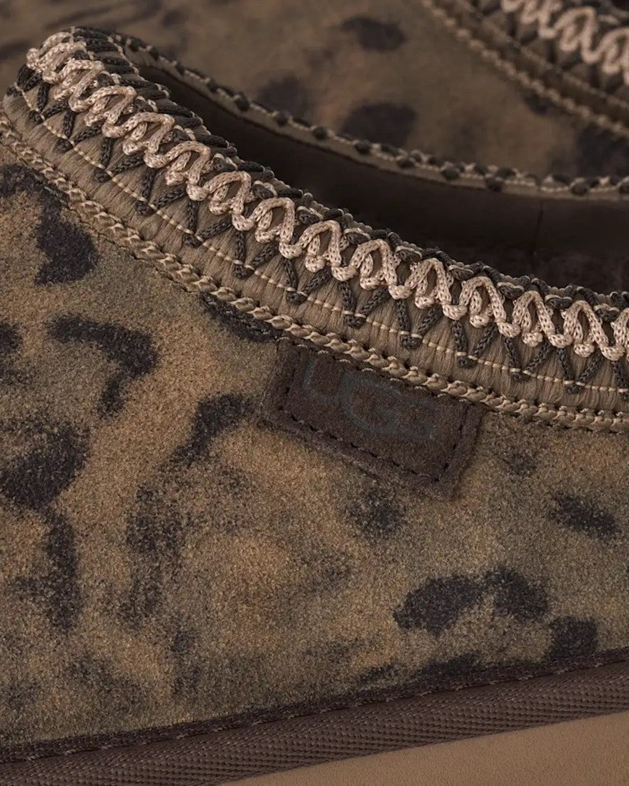 Ugg Tasman Ii Chestnut Animal Print Suede Shearling Sandals