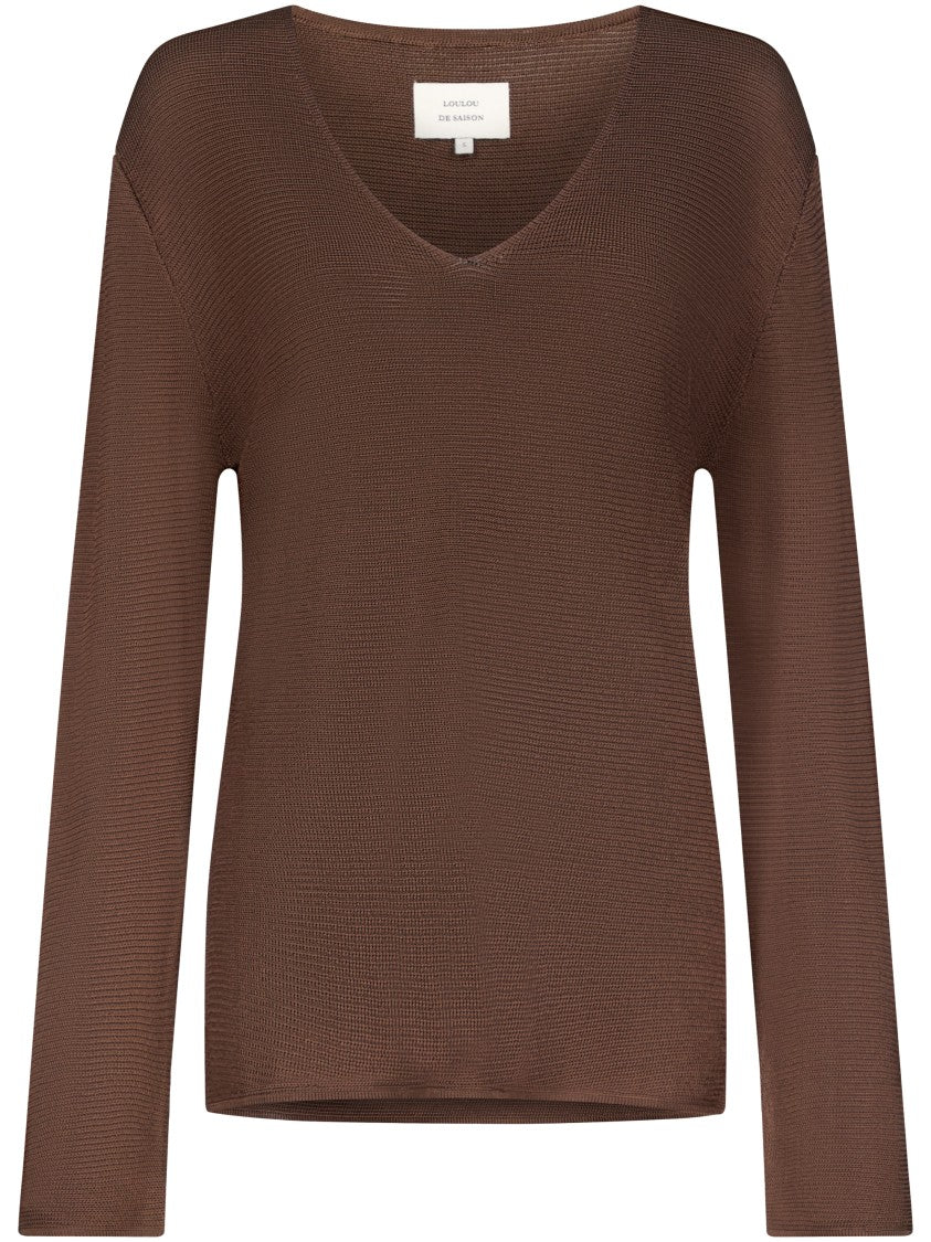 Loulou De Saison V-Neck Sweater With Fine Knit Texture