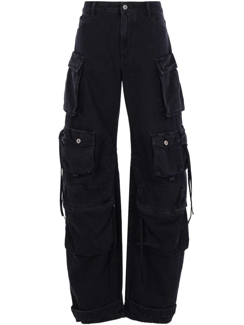 The Attico Wide-Leg Cargo Jeans With Classic Waistband And Flap Pockets