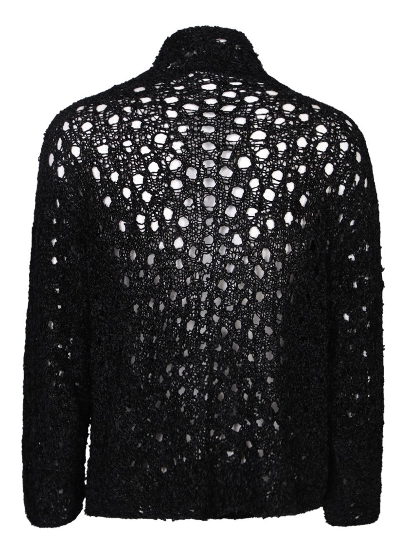 Ssheena Textured Black Knitwear With Cropped Length