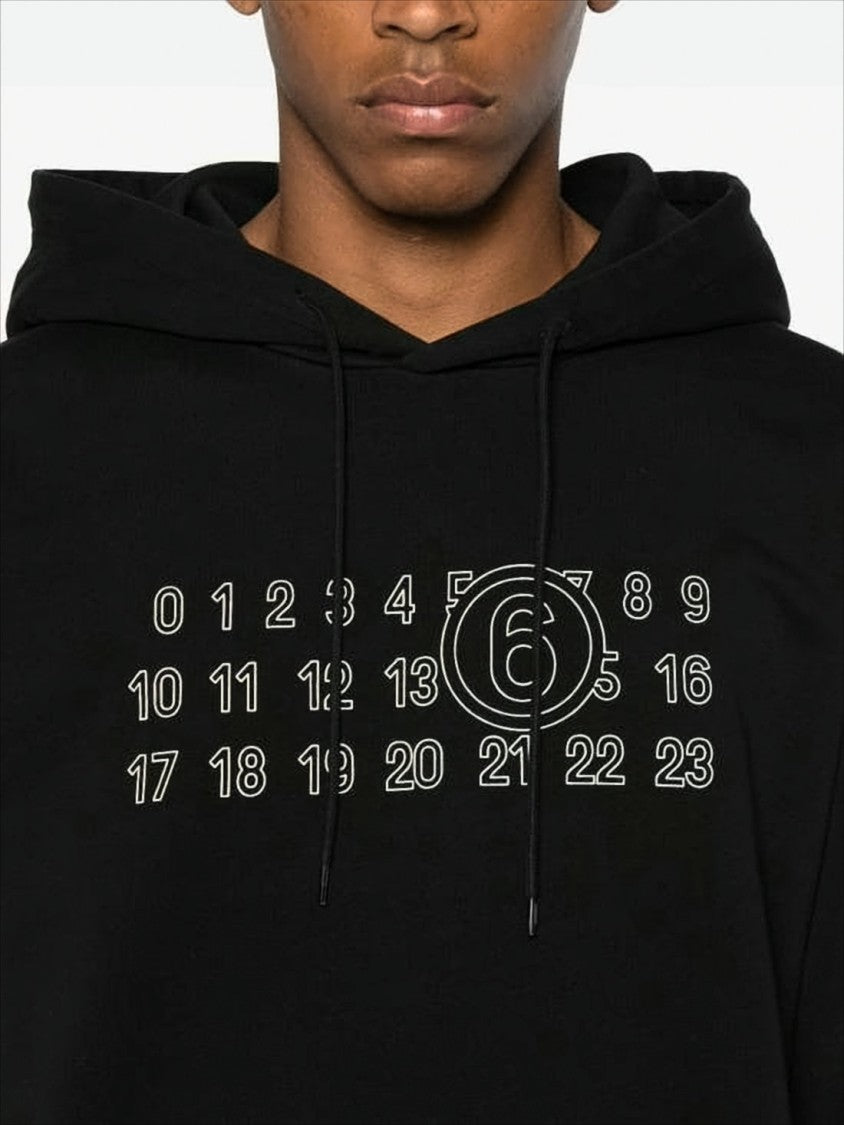 Mm6 By Maison Margiela Black Hoodie With Numeric Graphic