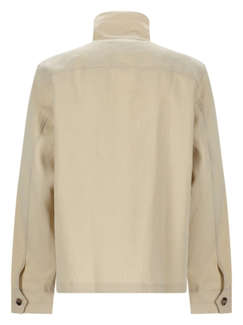 Paul Smith Beige Linen High Collar Overshirt
