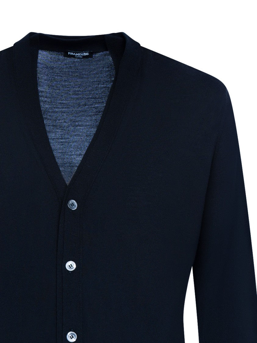 Franzese Collection Merino Wool Cardigan With Deep V-Neck
