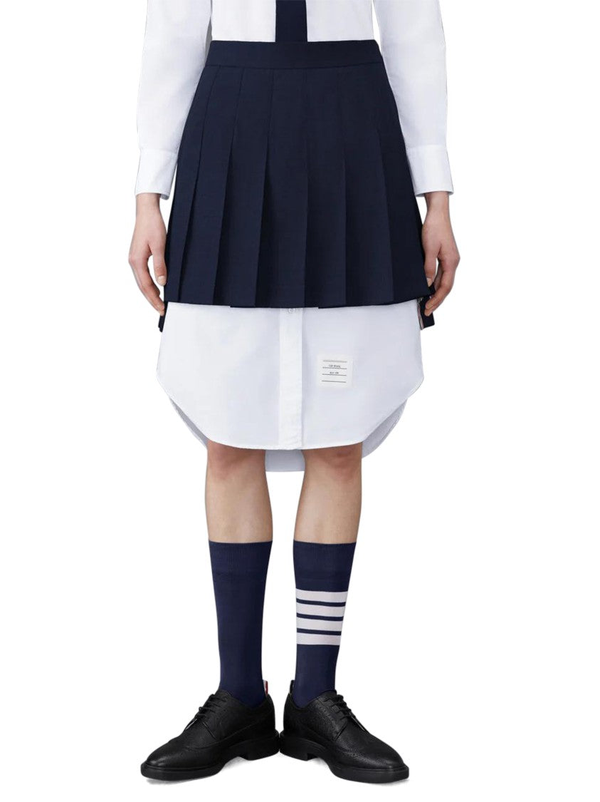 Thom Browne Thigh-Length Pleated Skirt With Dropped Back Design