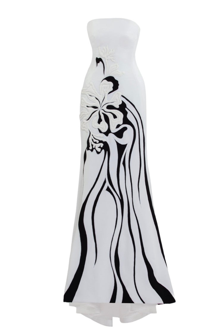 Saiid Kobeisy Embroidered Crepe Strapless Gown With Padded Detailing