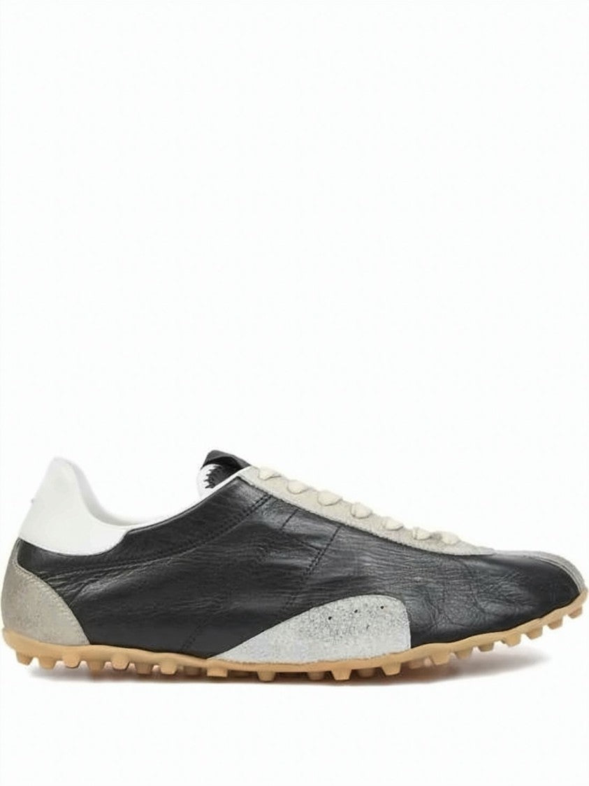 Maison Margiela Sleek Black Leather And Grey Suede Sneakers