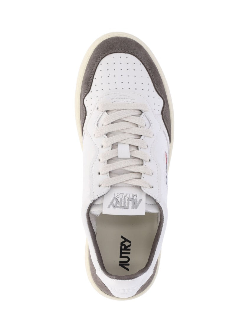Autry White And Brown Logo Low-Top Sneakers