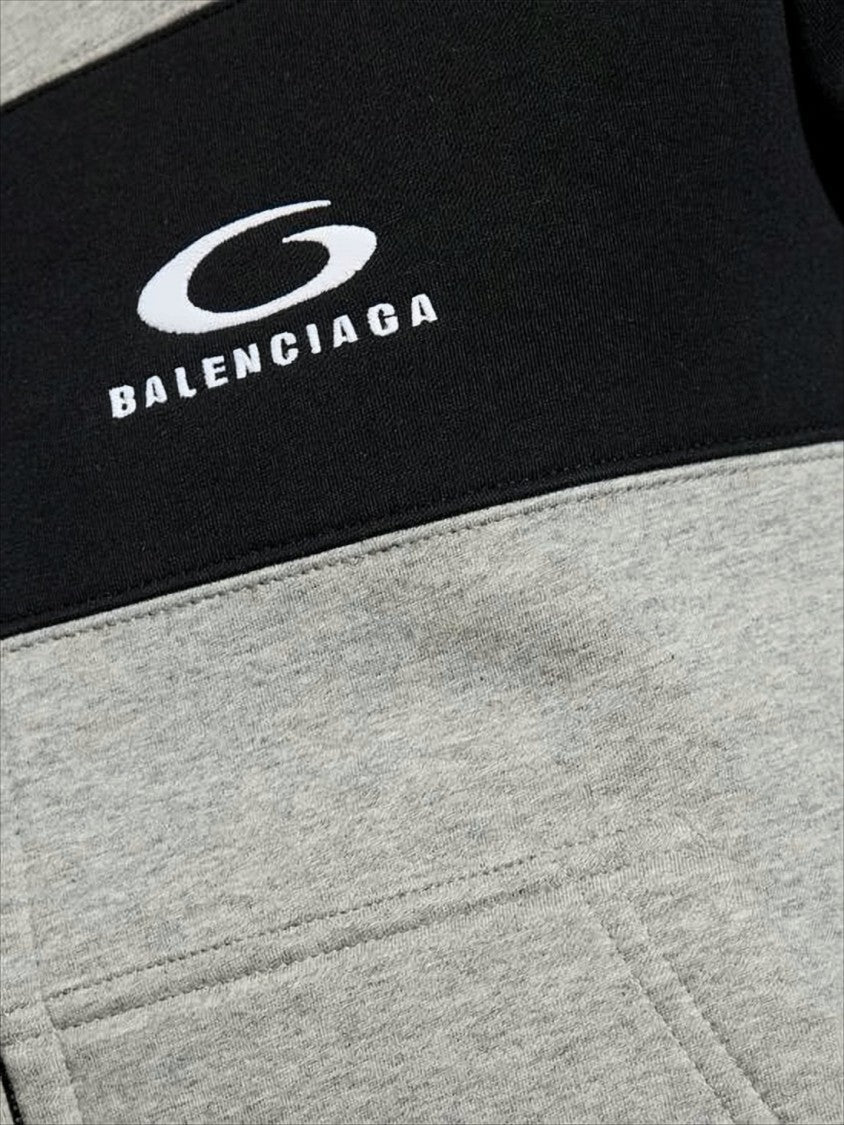 Balenciaga Color-Blocked Hooded Sweatshirt With Zip-Up Front