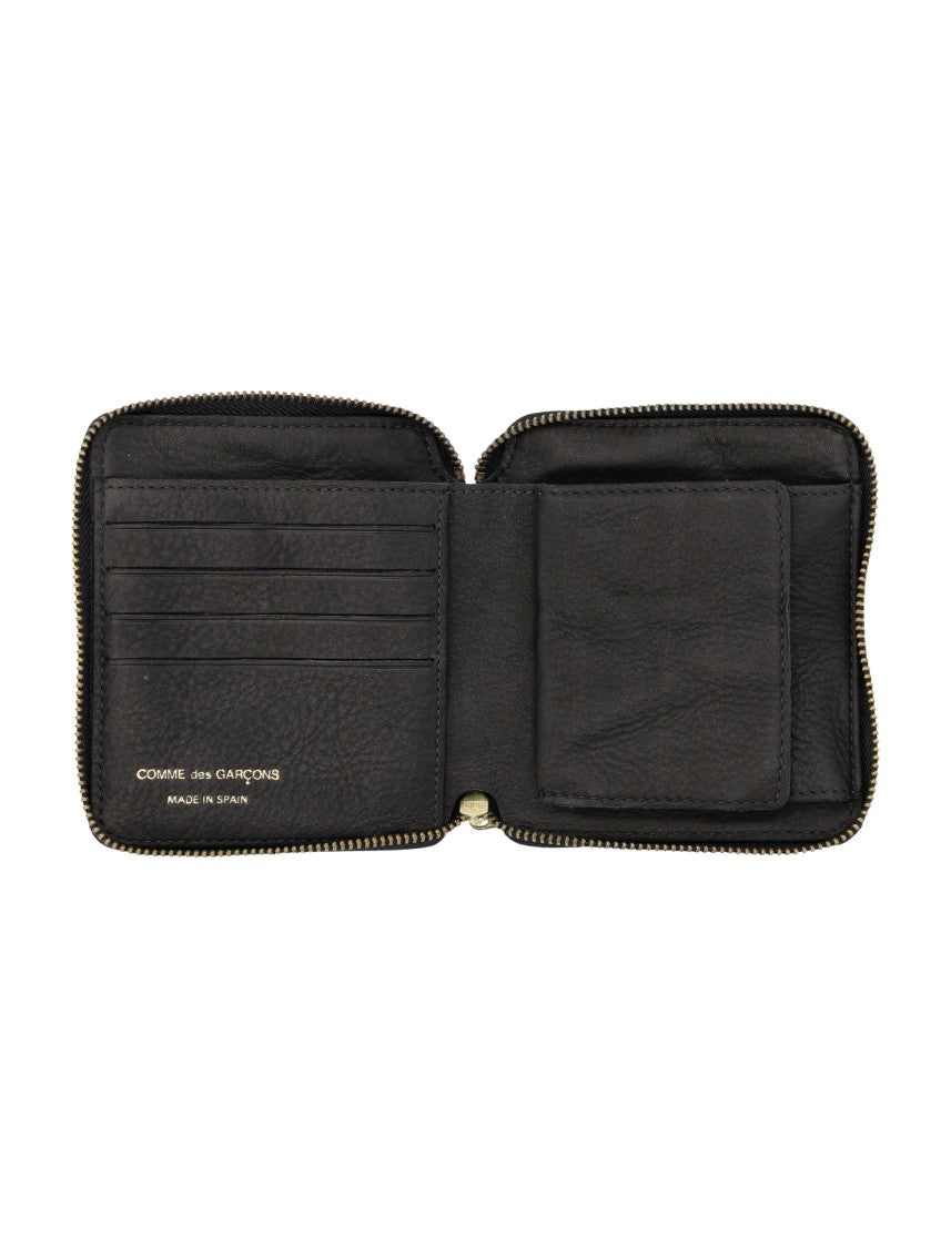 Comme Des Garçons Textured Black Cowhide Zip Wallet