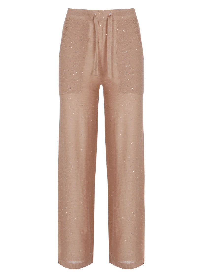 Kangra Viscose Sequined Drawstring Straight-Leg Pants