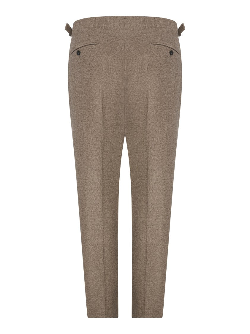 Franzese Collection Tailored Beige Trousers With Double Waistband