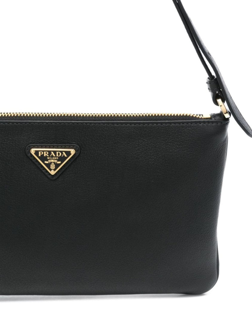 Prada Smooth Grain Calf Leather Triangle-Logo Shoulder Bag
