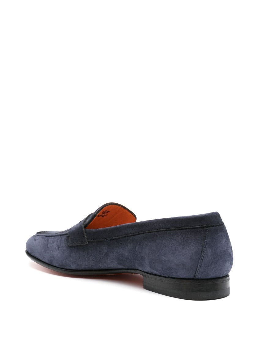 Santoni Casual Blue Leather Loafers