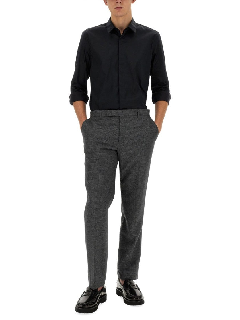 Pt Torino Fitted Black Cotton Shirt