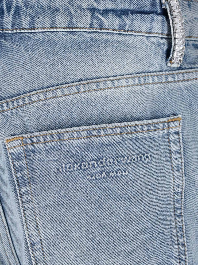 Alexander Wang Light Blue Cotton Mid-Rise Denim Shorts