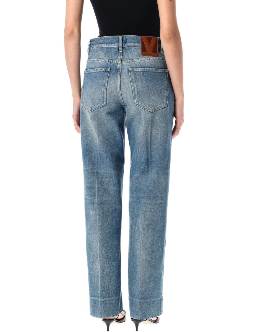 Valentino Garavani Straight-Leg Denim Jeans With Subtle Fading