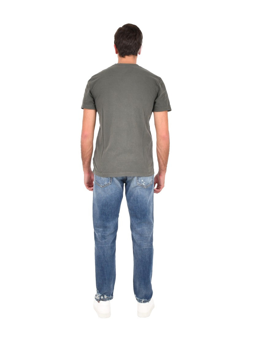 Low Brand Green Wool Ribbed Crewneck T-Shirt