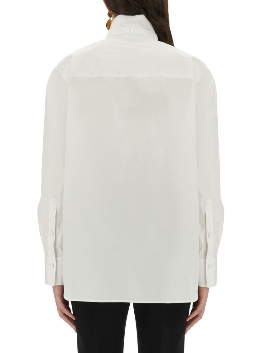 Alexander Mcqueen Structured White Tuxedo Shirt With Pleated Front Panel