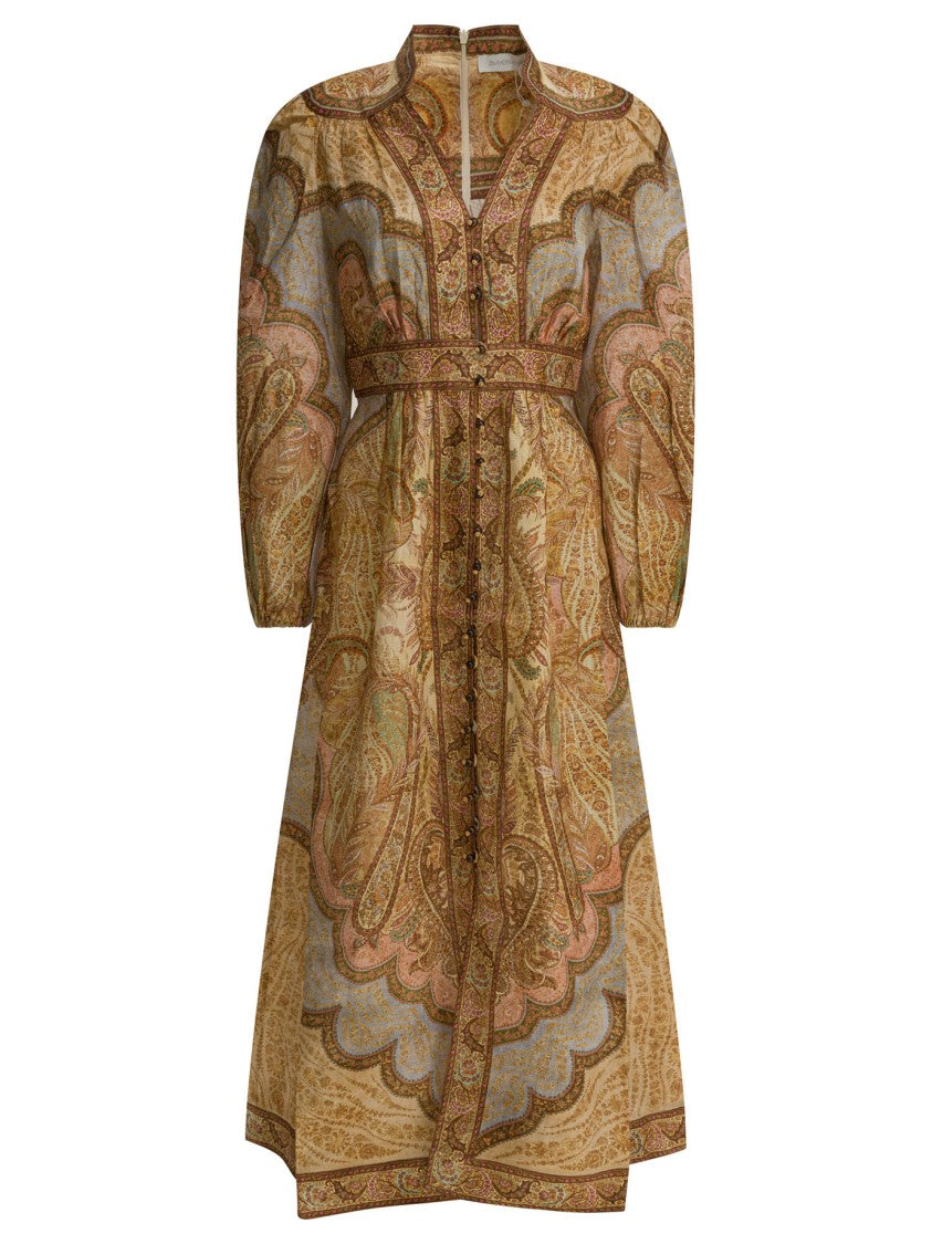 Zimmermann Knee-Length Dress With Puffed Sleeves And Paisley Pattern