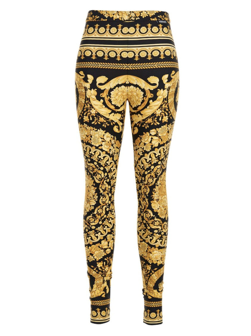 Versace Barocco Print Stretch Leggings With Waistband