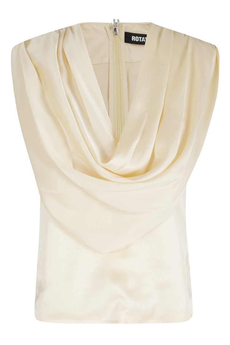Rotate Yellow Front Draping Deep V-Neck Polyester Top