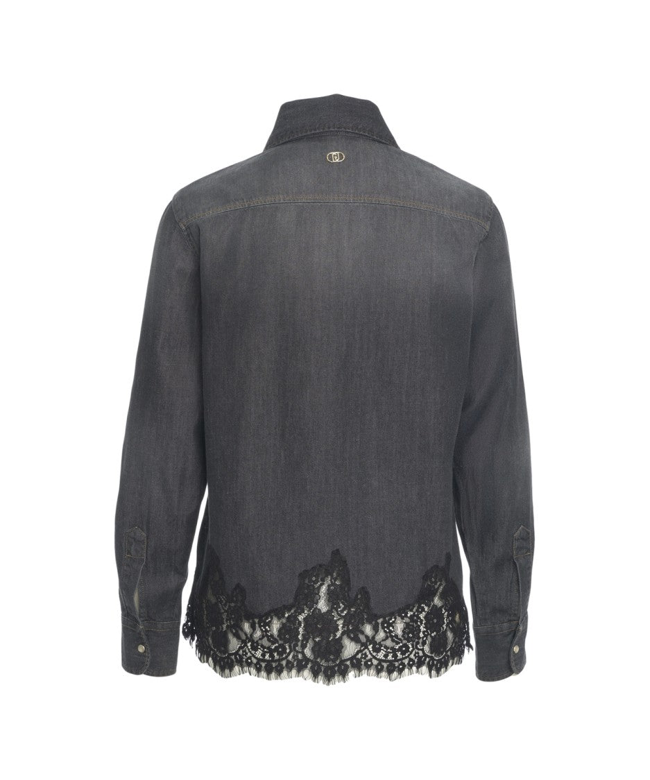 Liu Jo Denim Shirt With Lace Trim